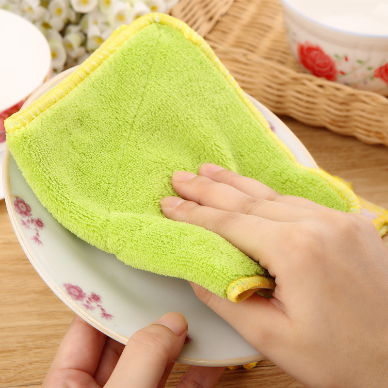 细纤维双面吸水抹布 加厚洗碗巾 厨房百洁布洗碗布