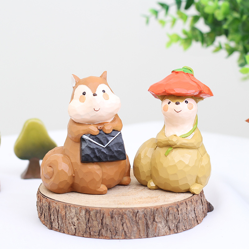 如果家居 创意卡通松心鼠树脂工艺品摆件 多肉花盆搭配