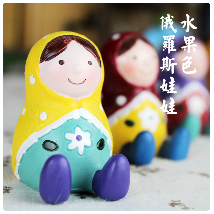 创意zakka 新款水果色俄罗斯娃娃树脂公仔摆件拍摄场景道具