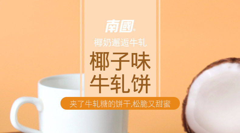 南国食品海南特产牛轧饼干160g椰子味牛轧饼独立小包装