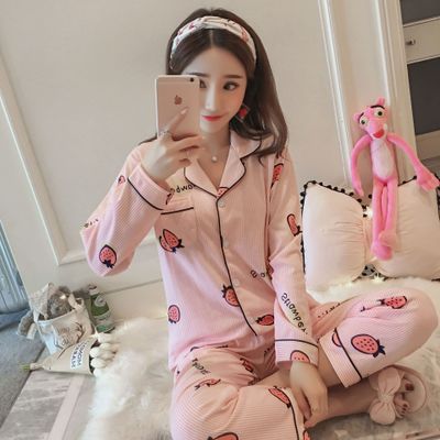 开衫睡衣女士春秋冬款纯棉长袖韩版睡衣女家居服套装外穿