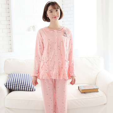 孕妇睡衣长袖套装可爱卡通哺乳衣喂奶衣孕产妇月子服时尚卡通家居