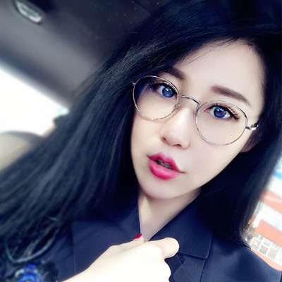 新款潮女金属平光镜复古框架 韩版眼镜架男 