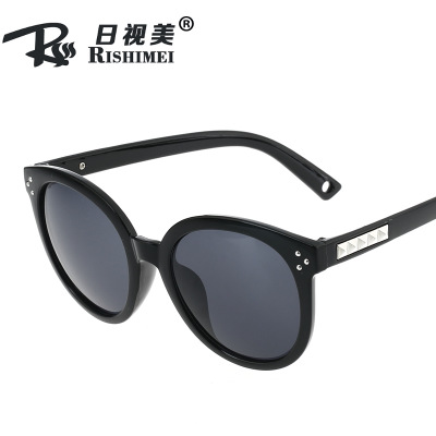 新款圆框时尚太阳镜女米钉复古墨镜 百搭瘦脸太阳眼镜