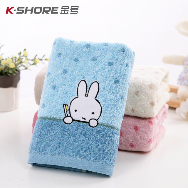 厂家直供纯棉米菲卡通加厚面巾74*35 提缎绣花105g正品